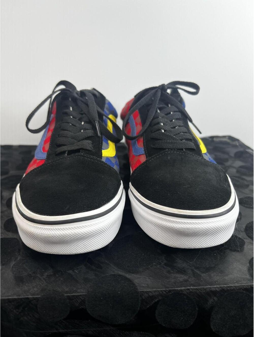Vans Old Skool Checkerboard Sneakers Mens 11 Blue Red Yellow Black Suede Skate S - Picture 8 of 10